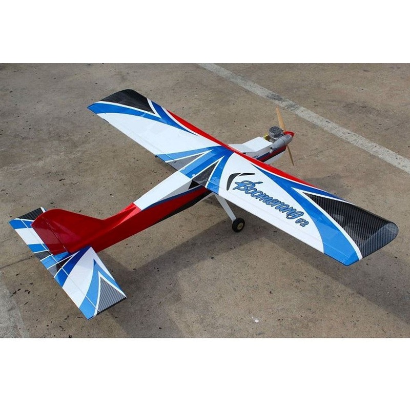 Seagull Models SEA27N Boomerang V3 Trainer 61 wingspan – .46 glow engine or 10cc gas WhiteRed Blue and Black