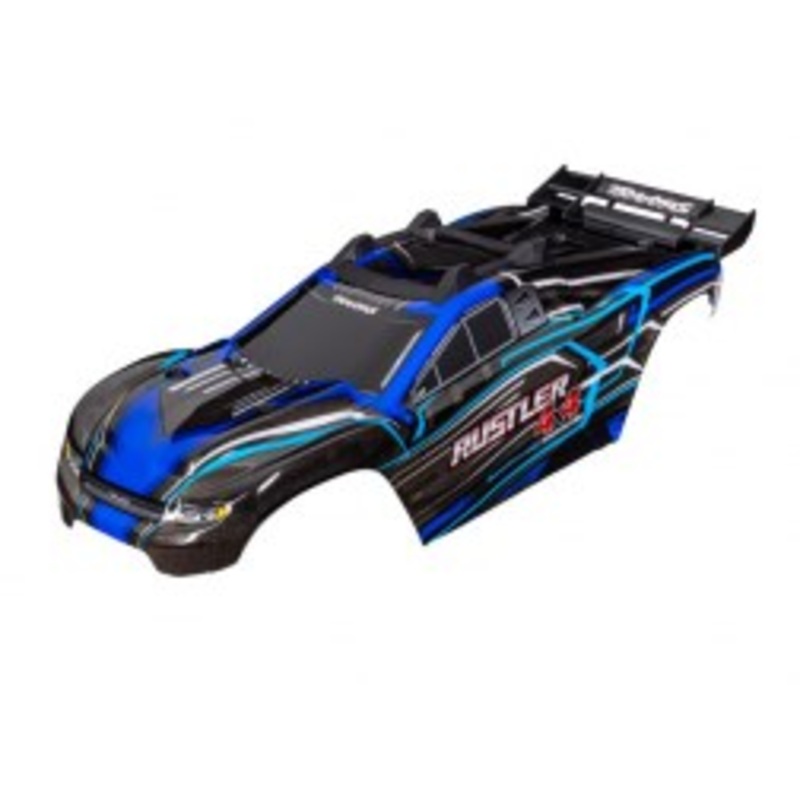 Traxxas 6740-BLUE BODY RUSTLER 4X4 BLUE COMPLETE