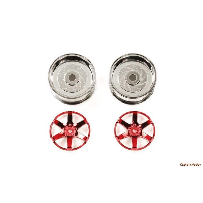 Tamiya 54553 2pc 6 SPOKE RED WHEEL 26mm OFF+6