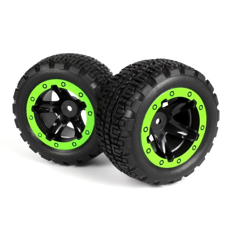 Blackzon 540094 Wheel & Tire Slyder ST Black/Green (2)