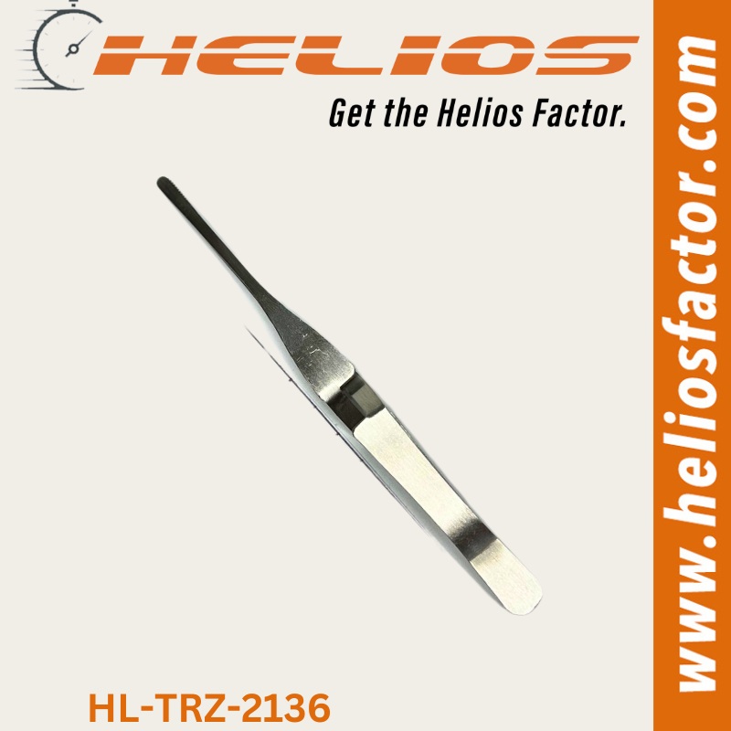 Helios – Reverse Action Angled Tweezers – Flat Head – Stainless Steel