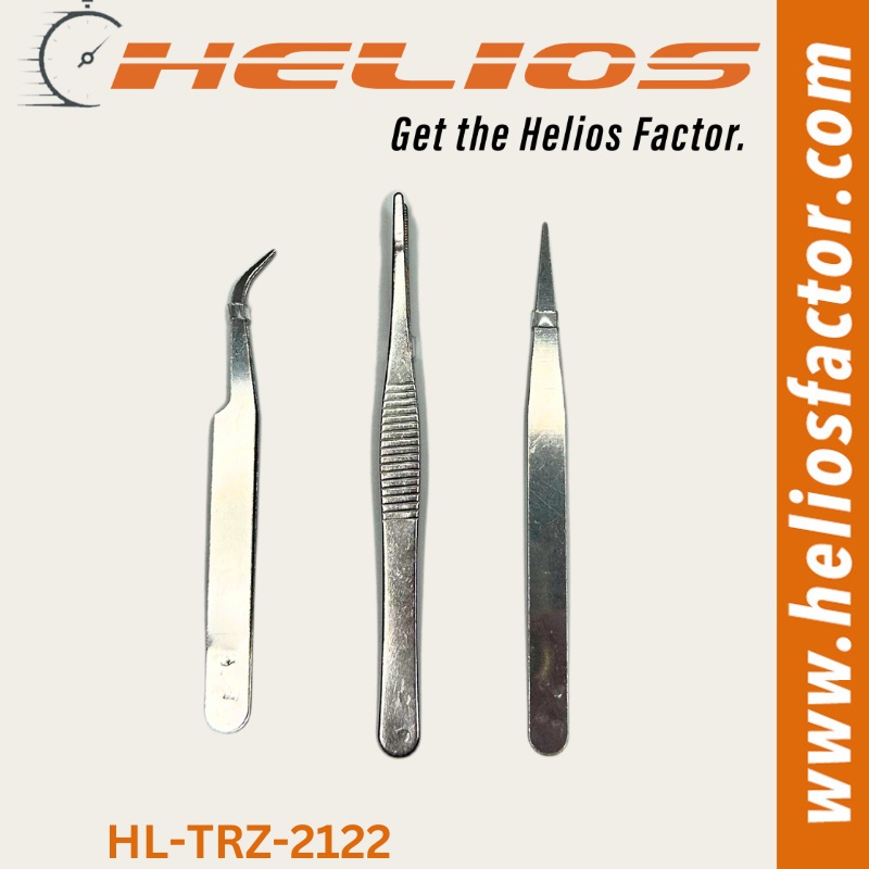 Helios – 3 Piece Basic Stainless Steel Tweezers Set