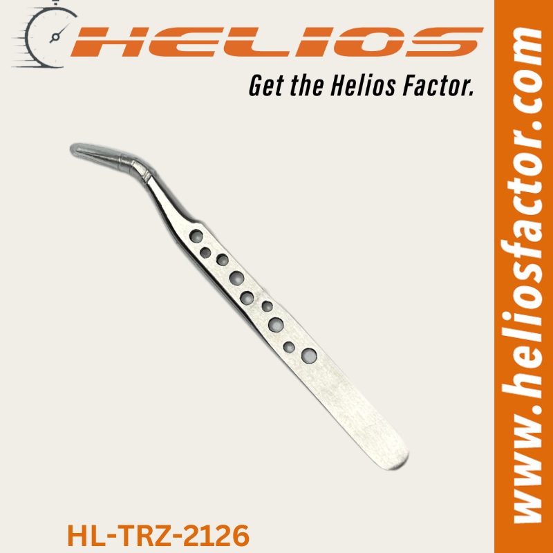 Helios – Hole Grip Stainless Steel Curved Tip Tweezers – Stainless Steel