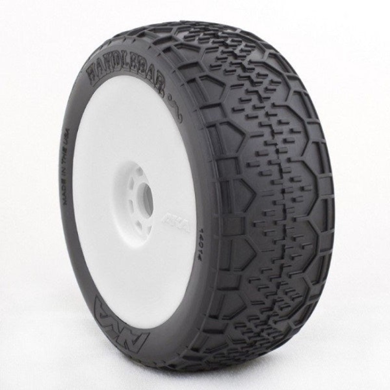 AKA AKA14014VRW 1/8 Buggy Handlebar (Super soft) EVO Wheel Pre-Mounted White