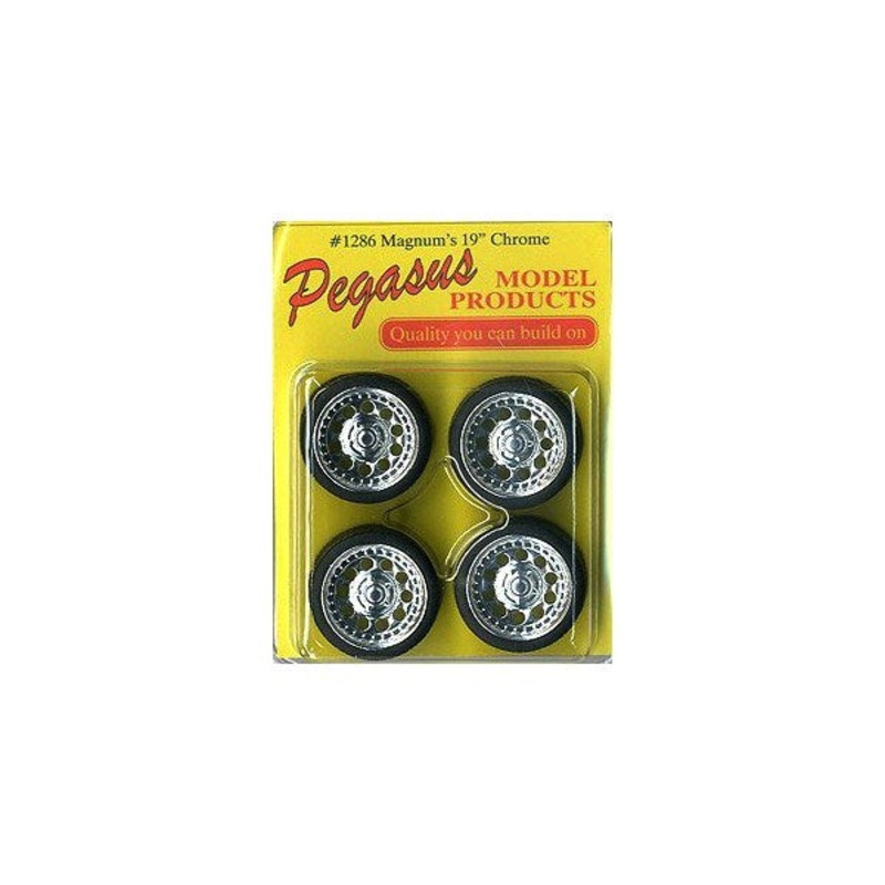 Pegasus Hobbies 1286 1/24 19 Magnum’s Chrome Rims w/Tires (4pk)