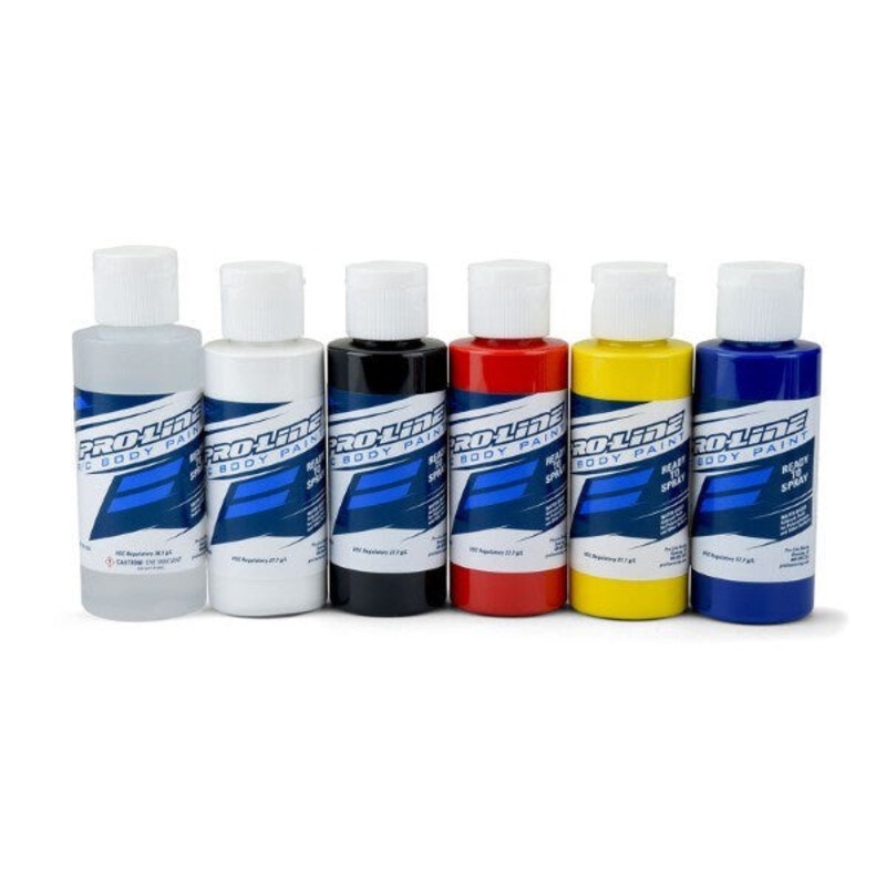 Pro-Line PRO632300 RC Paint Primary Color Set -RdcWhtBlkRdYlwBl