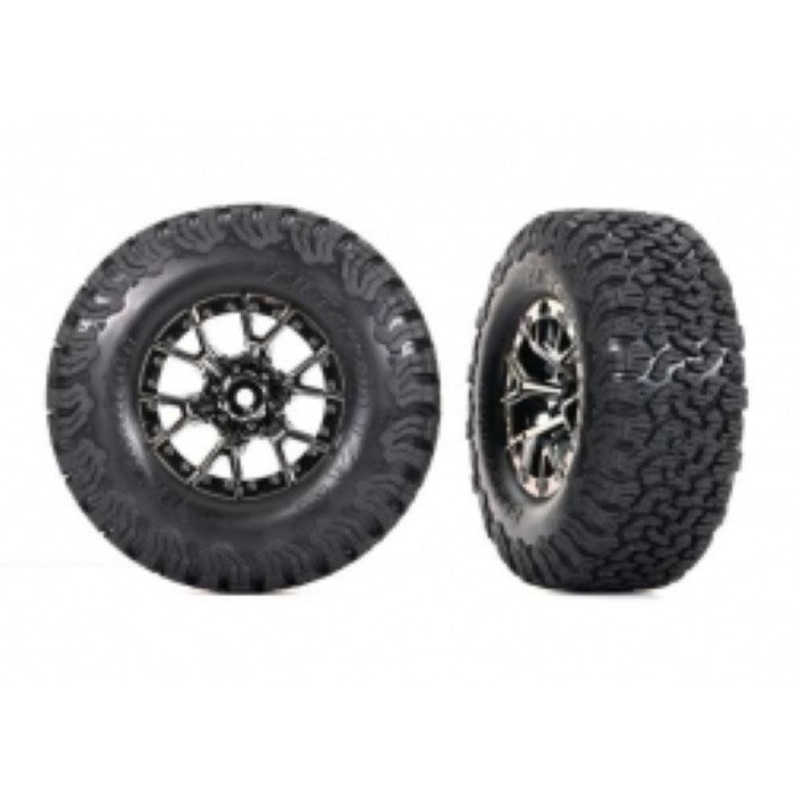 Traxxas 10187-BLKCR T&W BLK CHRM WHL BFG AT TA KO2 REAR