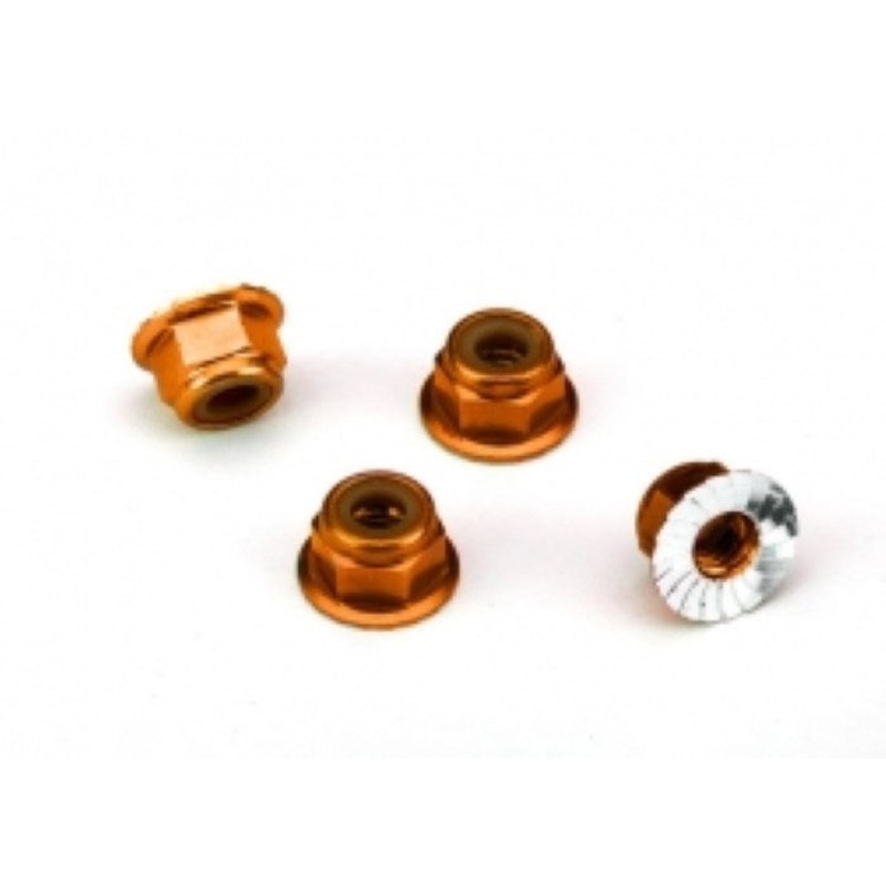 Traxxas 1747T NUTS 4MM FLANGED LOCK ORANGE