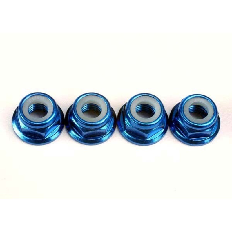 Traxxas 4147X – Nuts 5mm flanged nylon locking (aluminum blue-anodized) (4)
