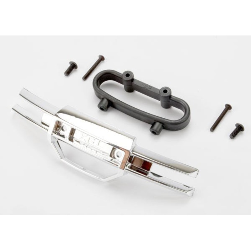 Traxxas 5335A – Bumper front (chrome)/ bumper mount front/ 4x10mm BCS (2)/ 3x25mm BCS (2)