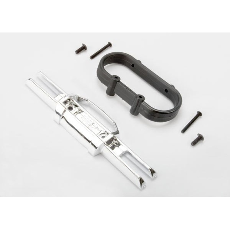 Traxxas 5336A – Bumper rear (chrome)/ bumper mount rear/ 4x10mm BCS (2)/ 3x25mm BCS (2)