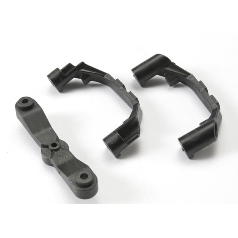 Traxxas 5343X – Mount steering arm/ steering stops (2) (lower hinge pin retainer) (includes standard and maximum throw steering stops)