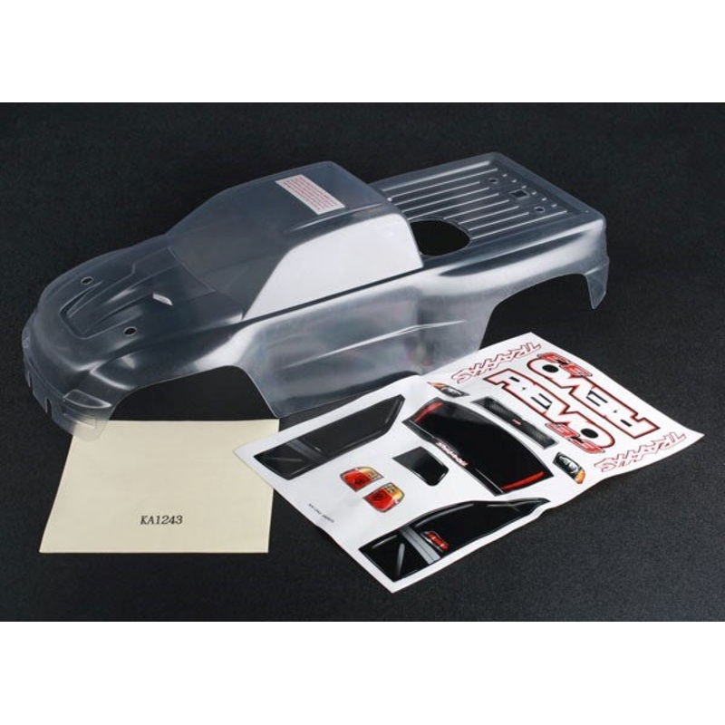 Traxxas 5387 – Body Revo 3.3 (clear requires painting)/ window lights grille decal sheet