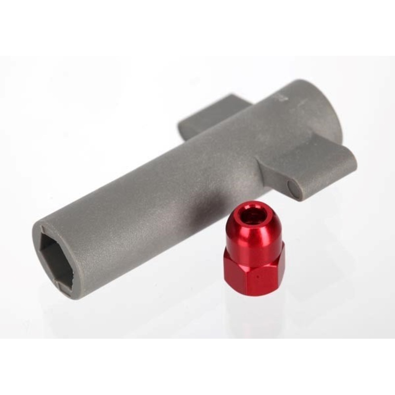 Traxxas 5526R – Antenna crimp nut aluminum (red-anodized)/ antenna nut tool