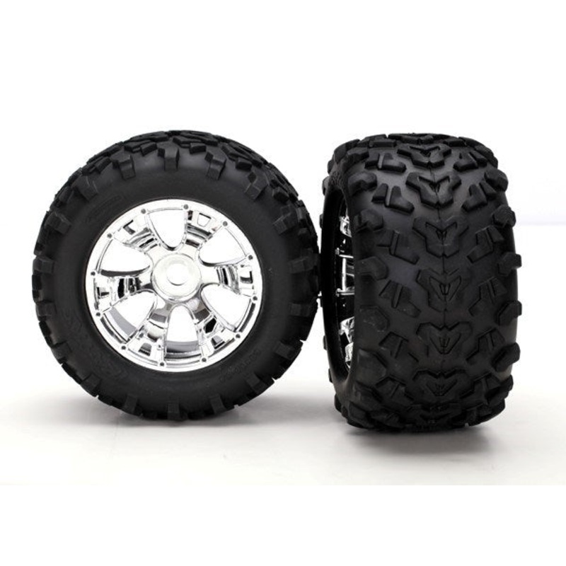 Traxxas 5674 – Tires & Wheels Assembled Glued (Geode Chrome Wheels