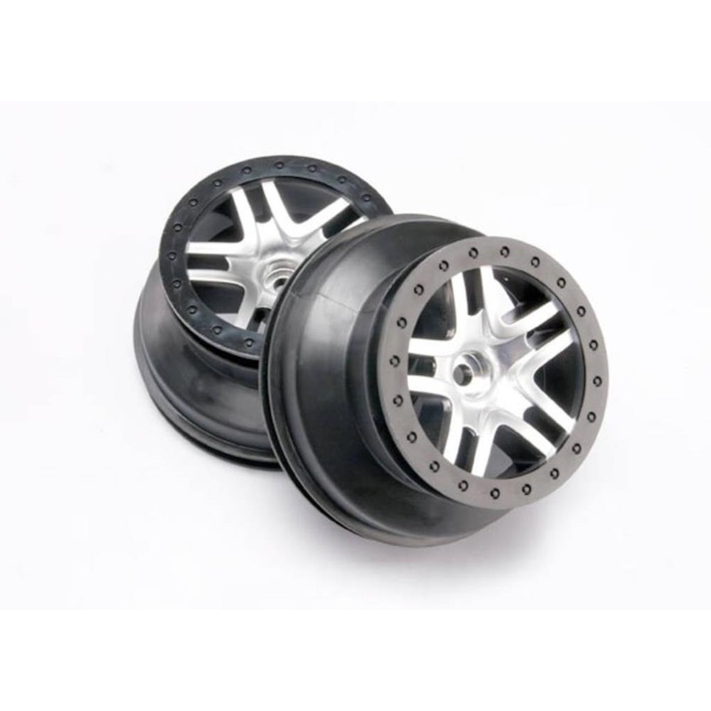 Traxxas 5876 – Wheels Sct Split-Spoke Satin Chrome Black Beadlock Style Dual Profile (2)