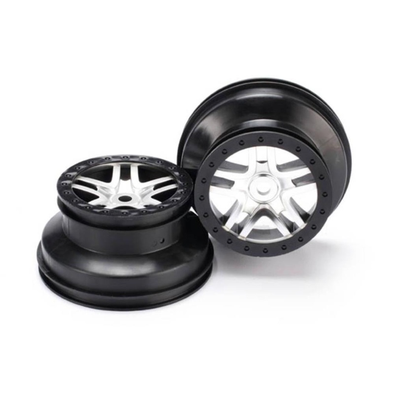 Traxxas 5974 – Wheels Sct Split-Spoke Satin Chrome Black Beadlock Style Dual Profile (2)