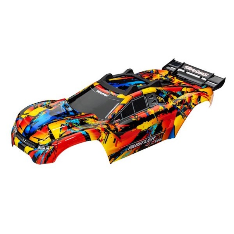 Traxxas 6718R – Body Rustler 4×4 VXL Solar Flare (painted decals applied) (assembled)
