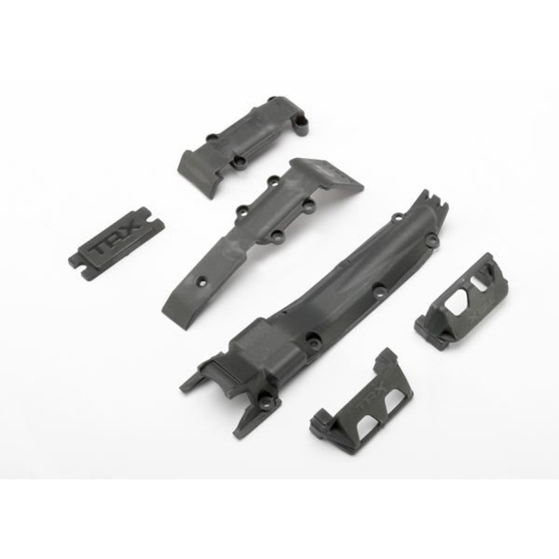 Traxxas 7037 – Skidplate Set Front (1)/ Rear (1)/ Transmission (1)/ Steering servo guards (2) / steering servo cover plate (1)