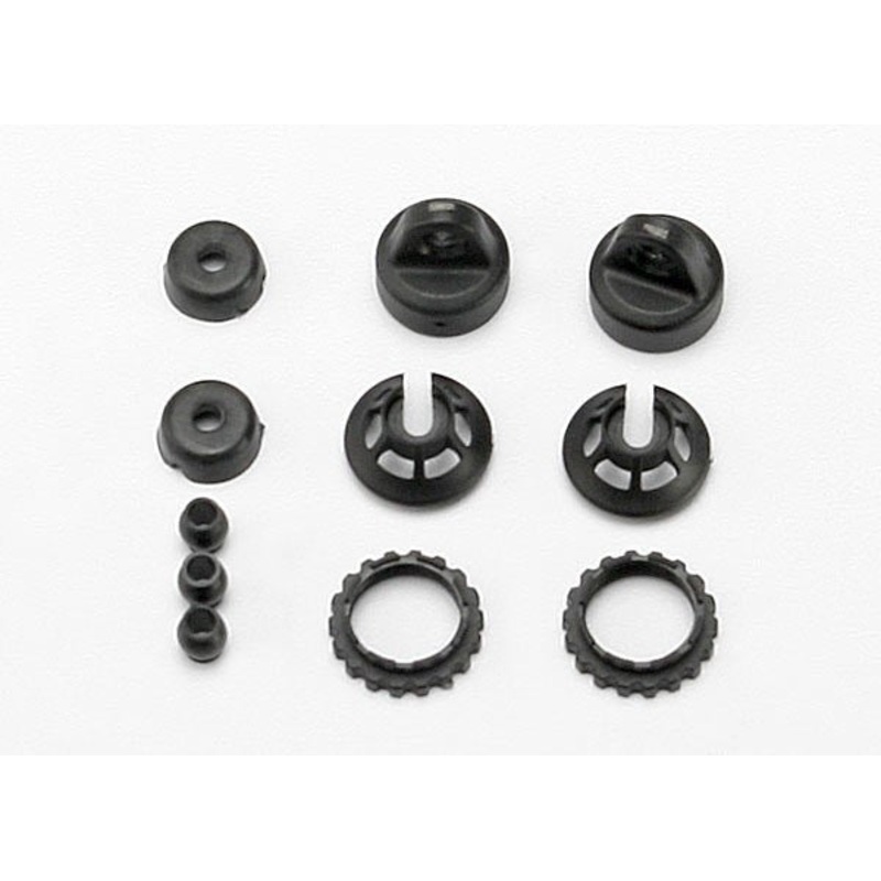 Traxxas 7065 – Caps and spring retainers GTR shock (upper cap (2)/ hollow balls (4)/ bottom cap (2)/ upper retainer (2)/ lower retainer (2)