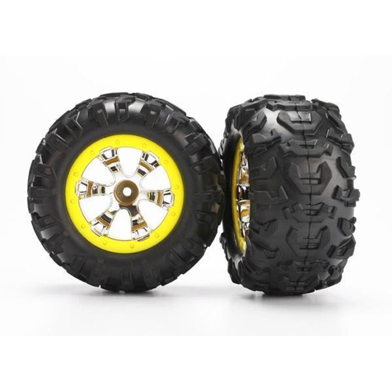 Traxxas 7276 – Geode Chrome Yellow Beadlock Style Wheels Canyon At Tires (2)
