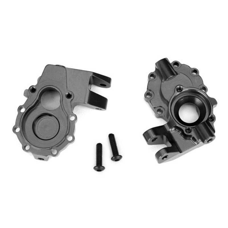 Traxxas 8252A Portal housings inner (front) charcoal gray-anodized aluminum