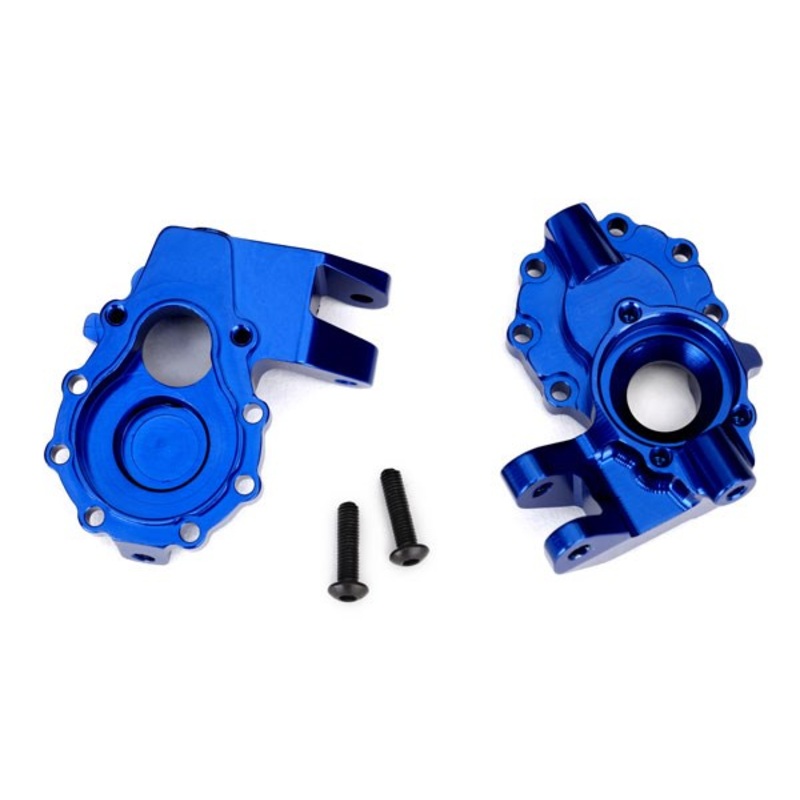 Traxxas 8252X Portal housings inner (front) 6061-T6 aluminum (blue-anodized) (2)/ 3×12 BCS (2)