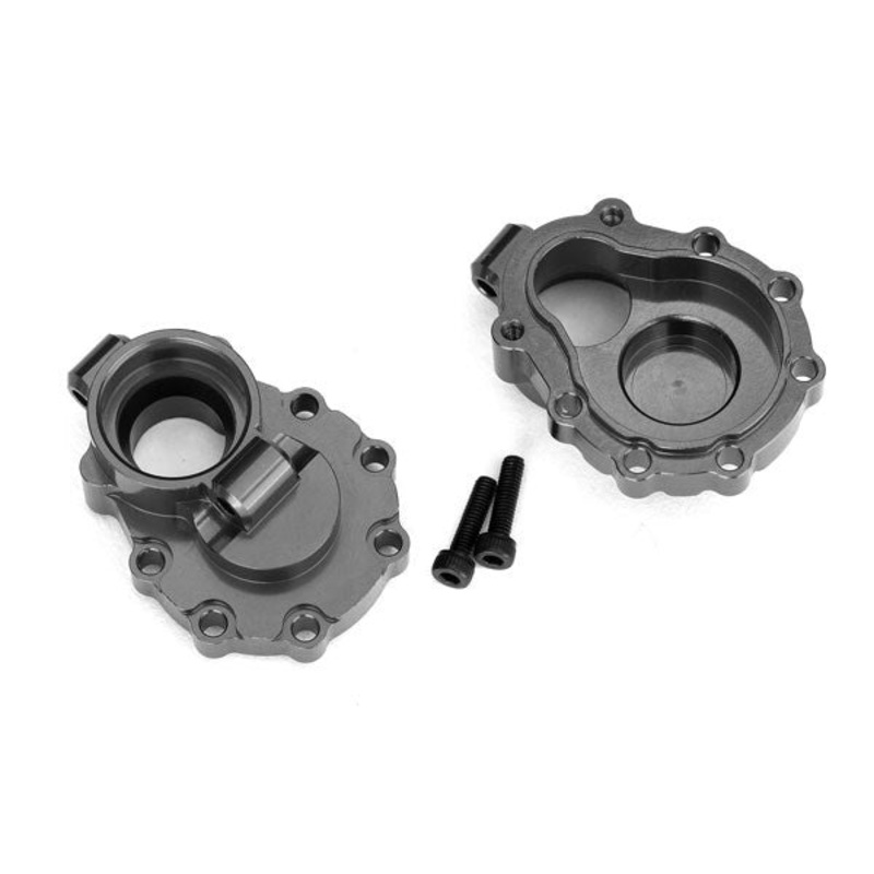 Traxxas 8253A Portal housings inner (rear) charcoal gray-anodized aluminum