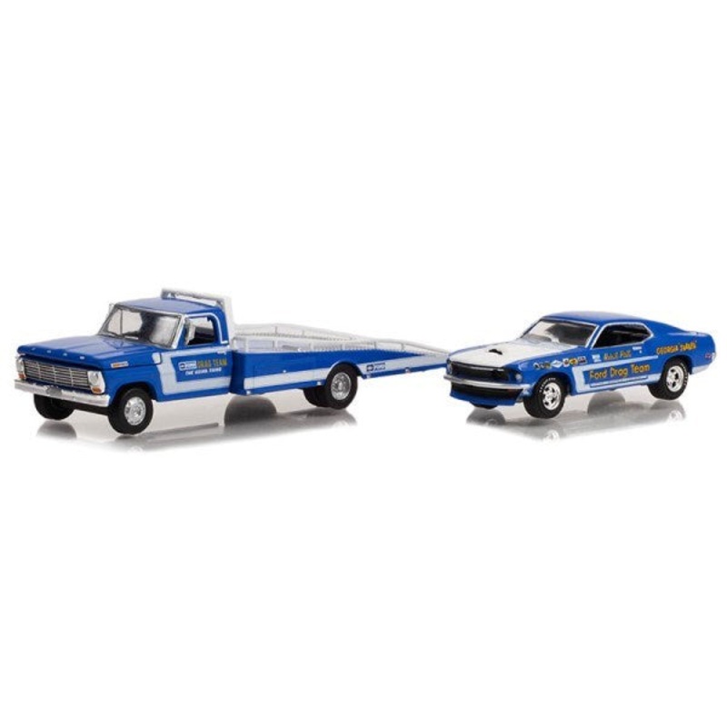 GreenLight 33240-A 1/64 1969 Ford F-350 Ramp Truck w/1969 Ford Mustang – Drag Team The Going Thing