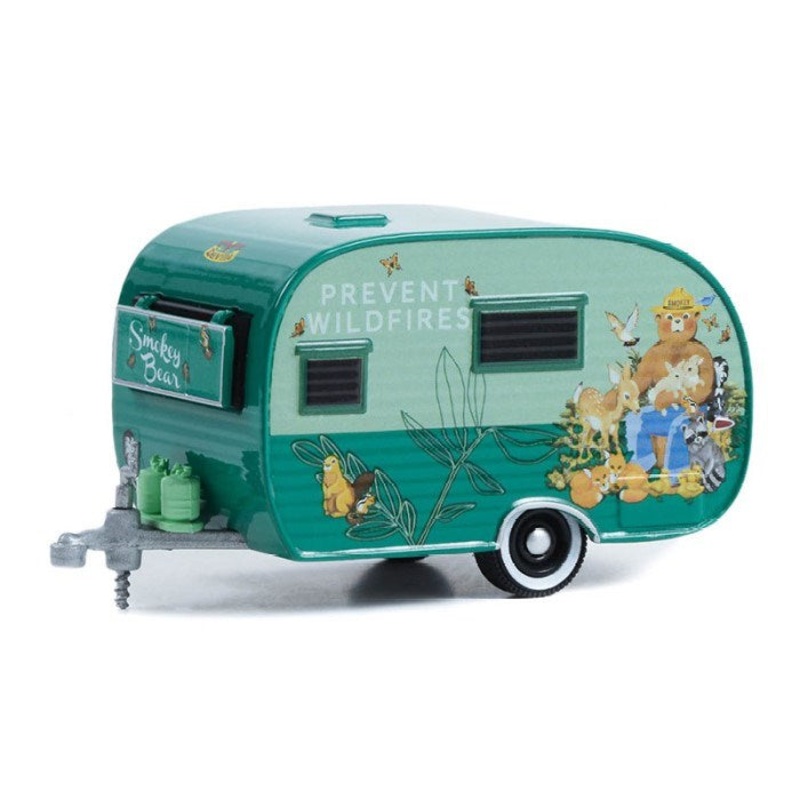 GreenLight 34130-A 1/64 1958 Catolac DeVille Travel Trailer – Smokey Bear Welcome To Our Den