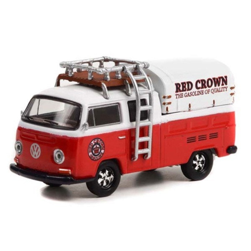GreenLight 36050-A 1/64 1969 Volkswagen Type 2 Pickup w/Roof Rack – Red Crown Gasoline