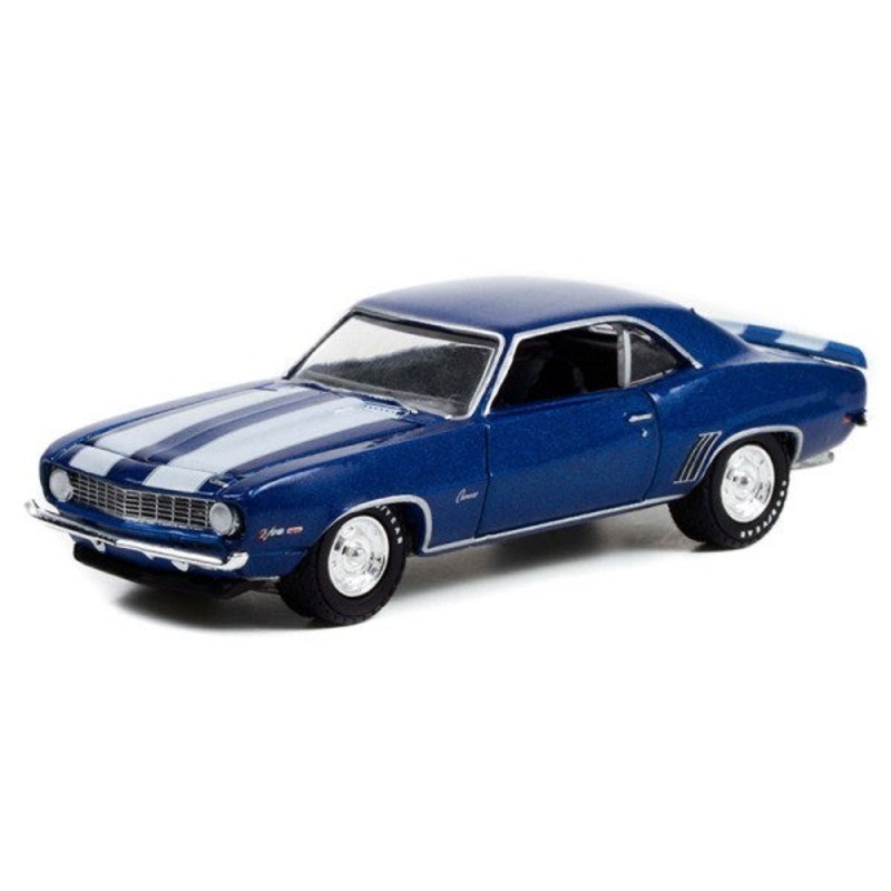 GreenLight 37250-C 1/64 1969 Chevrolet Camaro Z/28 (Blue w/White Stripes) – Lot #687.3