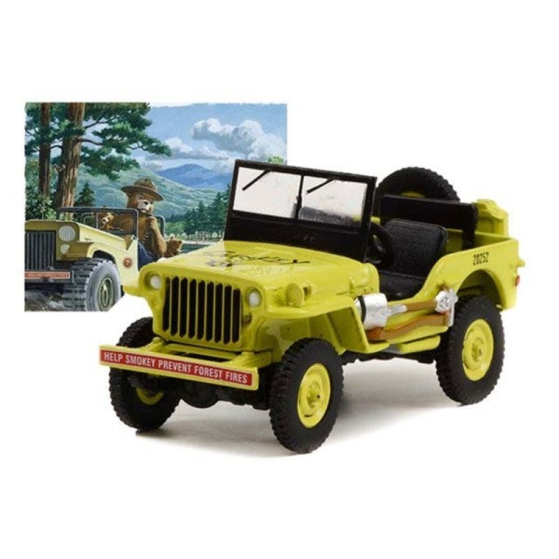 GreenLight 38020-A 1/64 1942 Willys MB Jeep – Help Smokey Prevent Forest Fires