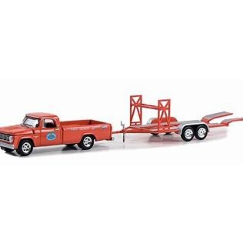 GreenLight GL-32290-A 1/64 1967 Dodge D-100 with Tandem Car Trailer