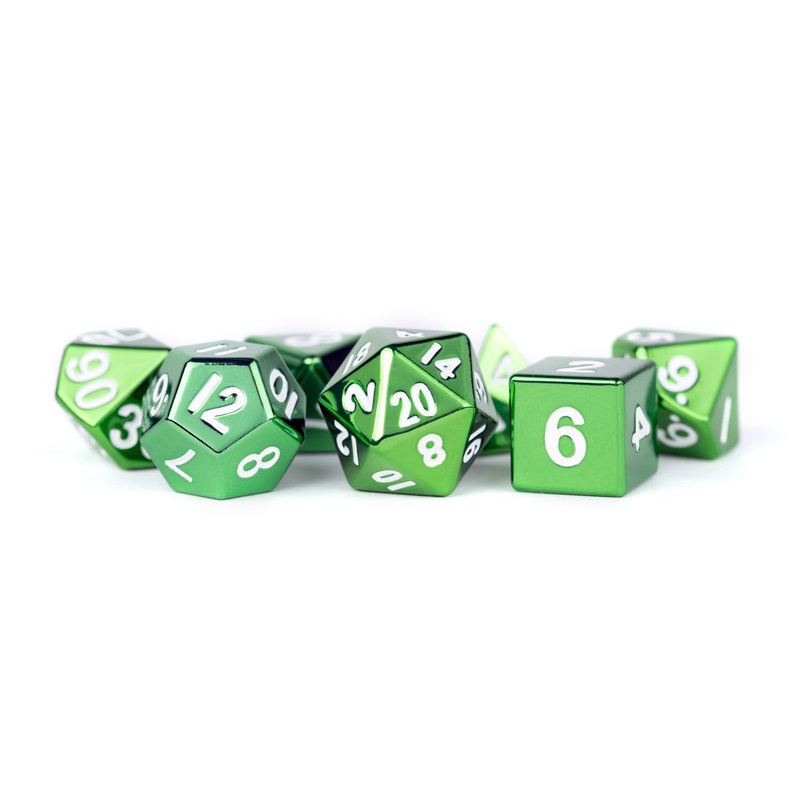MDG MDG010 Metal Dice: Green with White Numbers 16mm Po