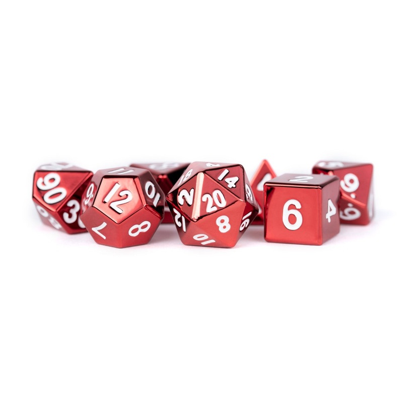 MDG MDG011 Metal Dice: Red with White Numbers 16mm Poly