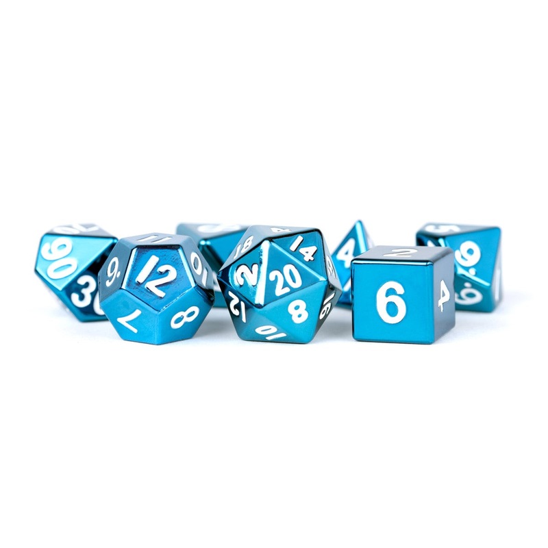 MDG MDG012 Metal Dice: Blue with White Numbers 16mm Pol