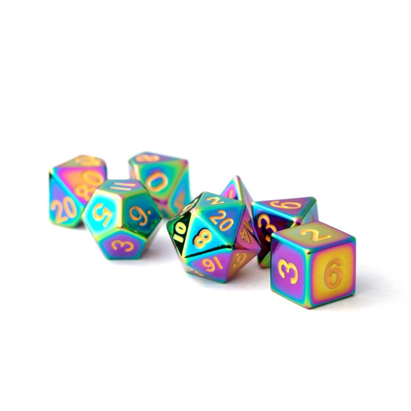 MDG MDG014 Metal Dice: Torched Rainbow with Gold Number