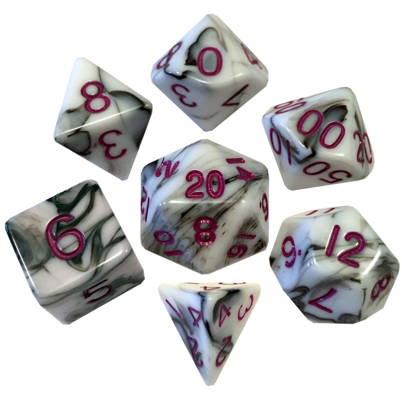 MDG MDG1037 Acrylic Dice: Marble with Purple Numbers