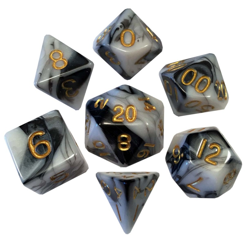 MDG MDG1038 Acrylic Dice: Marble with Gold Numbers