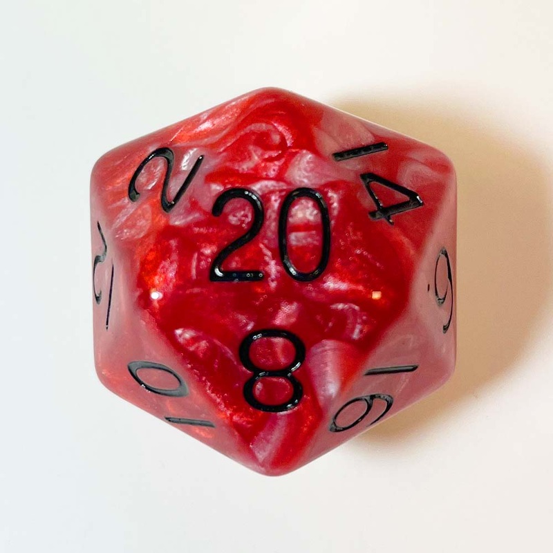 MDG MDG11020 Mega Acrylic d20: Combo Attack Red/White w/