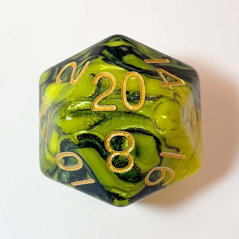 MDG MDG13620 Mega Acrylic d20: Combo Attack Black/Yellow