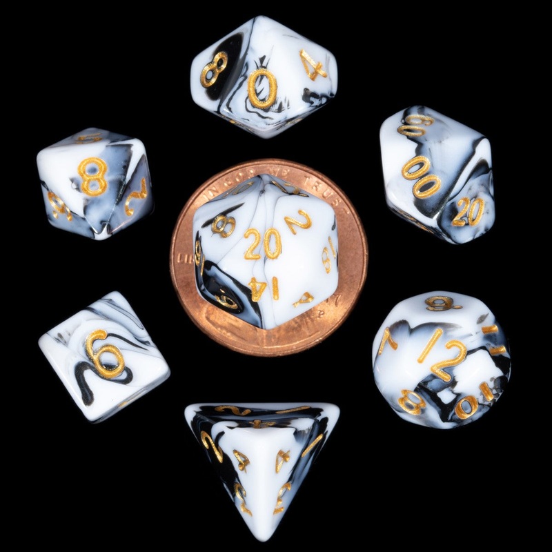 MDG MDG41038 Mini Polyhedral Dice Set: Marble with Gold N