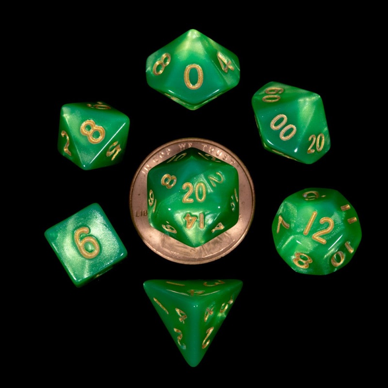 MDG MDG4155 Mini Polyhedral Dice Set: Green/Light green