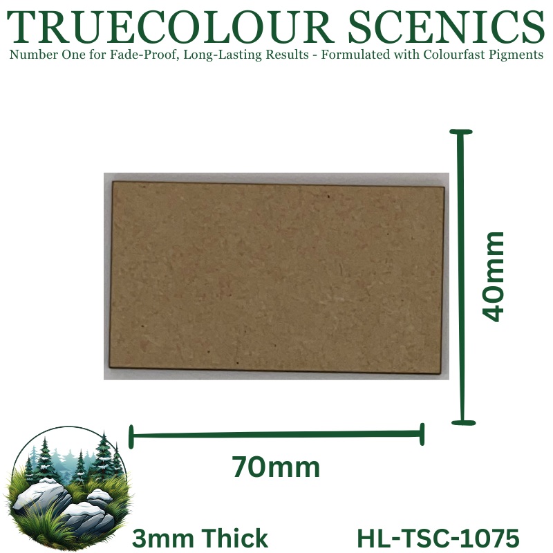 Truecolour Scenics Miniture Base (MDF) – Rectangle – 40mm(W) x 70mm(L) x 3mm(H)
