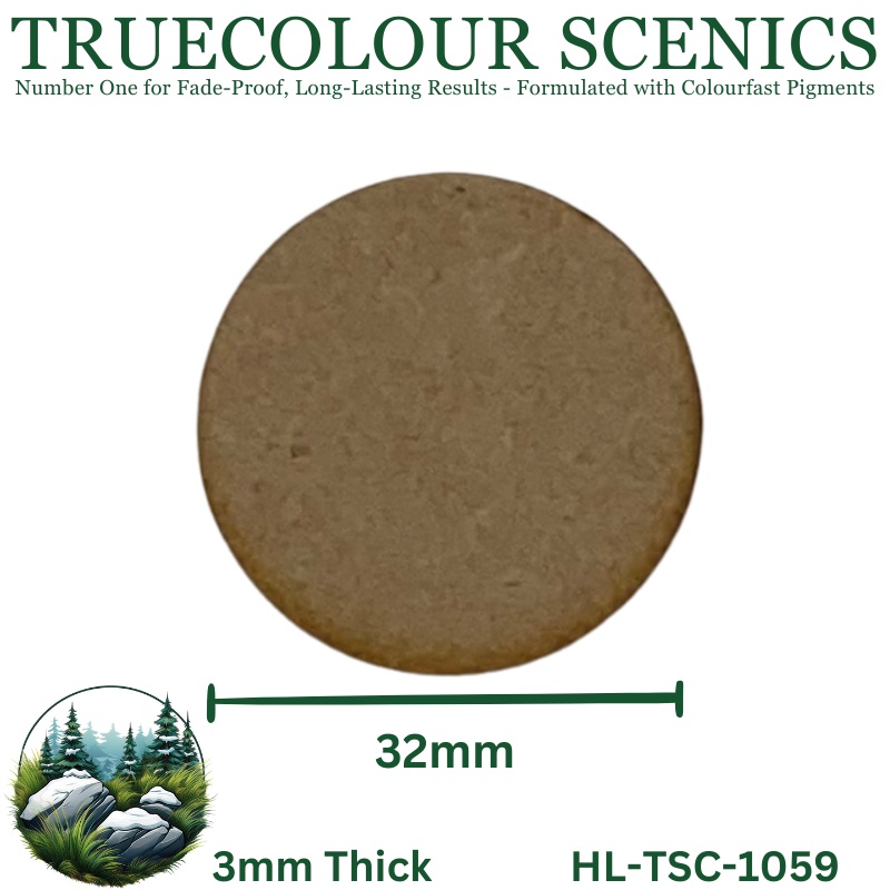 Truecolour Scenics Miniture Base (MDF) – Round – 32mm (Round) x 3mm (Thick)