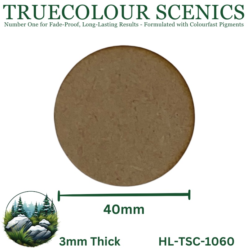 Truecolour Scenics Miniture Base (MDF) – Round – 40mm (Round) x 3mm (Thick)