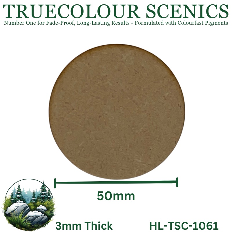 Truecolour Scenics Miniture Base (MDF) – Round – 50mm (Round) x 3mm (Thick)