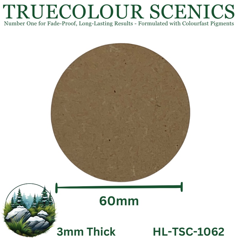 Truecolour Scenics Miniture Base (MDF) – Round – 60mm (Round) x 3mm (Thick)