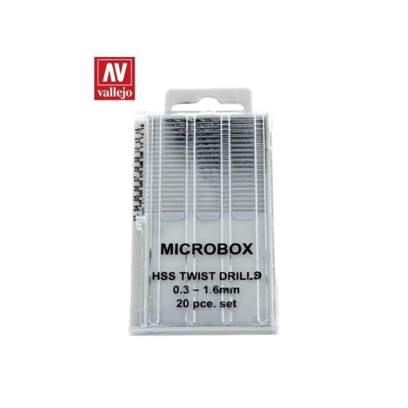 Vallejo AVT01001 Hobby Tools Microbox drill set (20) 0.3-1.6mm